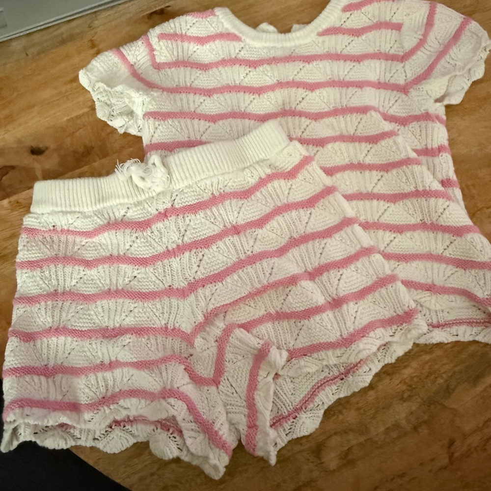 Sincerely Jules Pink and White Knit Ensemble